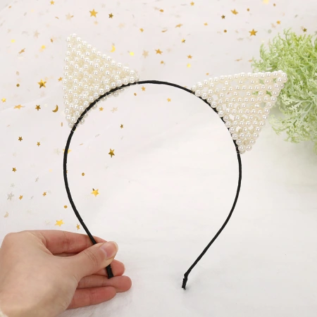 Korean version of the popular hair band, women's headband, InS-style accessories, cat ears, pearl bow hair accessories, domestic independent wholesale Korean version of the popular hair band, women's headband, InS-style accessories, cat ears, pearl bow hair accessories, domestic independent wholesale